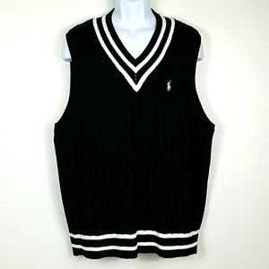 POLO Ralph Lauren Black/White Knit Sweater-Vest 2X